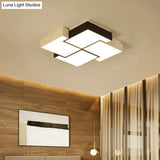 Modern Led Pinwheel Flush Mount Nordic Ceiling Light For Bedroom - Black And White Metal Finish