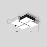 Modern Led Pinwheel Flush Mount Nordic Ceiling Light For Bedroom - Black And White Metal Finish