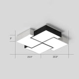 Modern Led Pinwheel Flush Mount Nordic Ceiling Light For Bedroom - Black And White Metal Finish