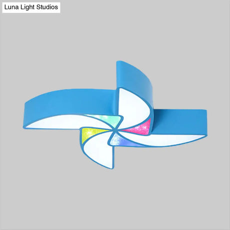 Modern Led Playroom Flush Light With Acrylic Shade In Blue/Green/Pink