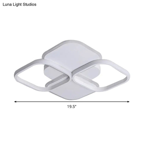 Modern Led Rhombus Ceiling Light In White/Black 16’/19.5’ Wide Flush Mount Acrylic Lamp