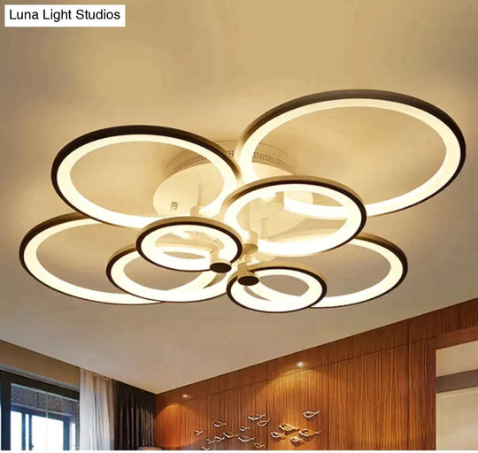 Modern Led Rings Ceiling Lamp For Kitchen Living Room Study Bedroom Dimmable + Remote Control