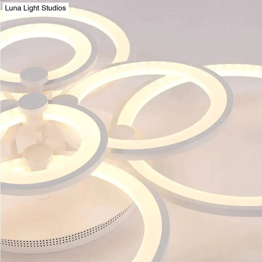 Modern Led Rings Ceiling Lamp For Kitchen Living Room Study Bedroom Dimmable+Remote Control Geometry