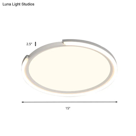 Modern Led Round Acrylic Flush Mount Lighting - 15’/18’/23’ Wide White/Black/Gold Warm Light