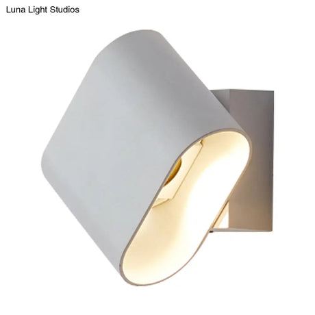 Modern Led Round Edge Wall Sconce Light Simple Metal Mountable In Black Grey Or White - Ideal For