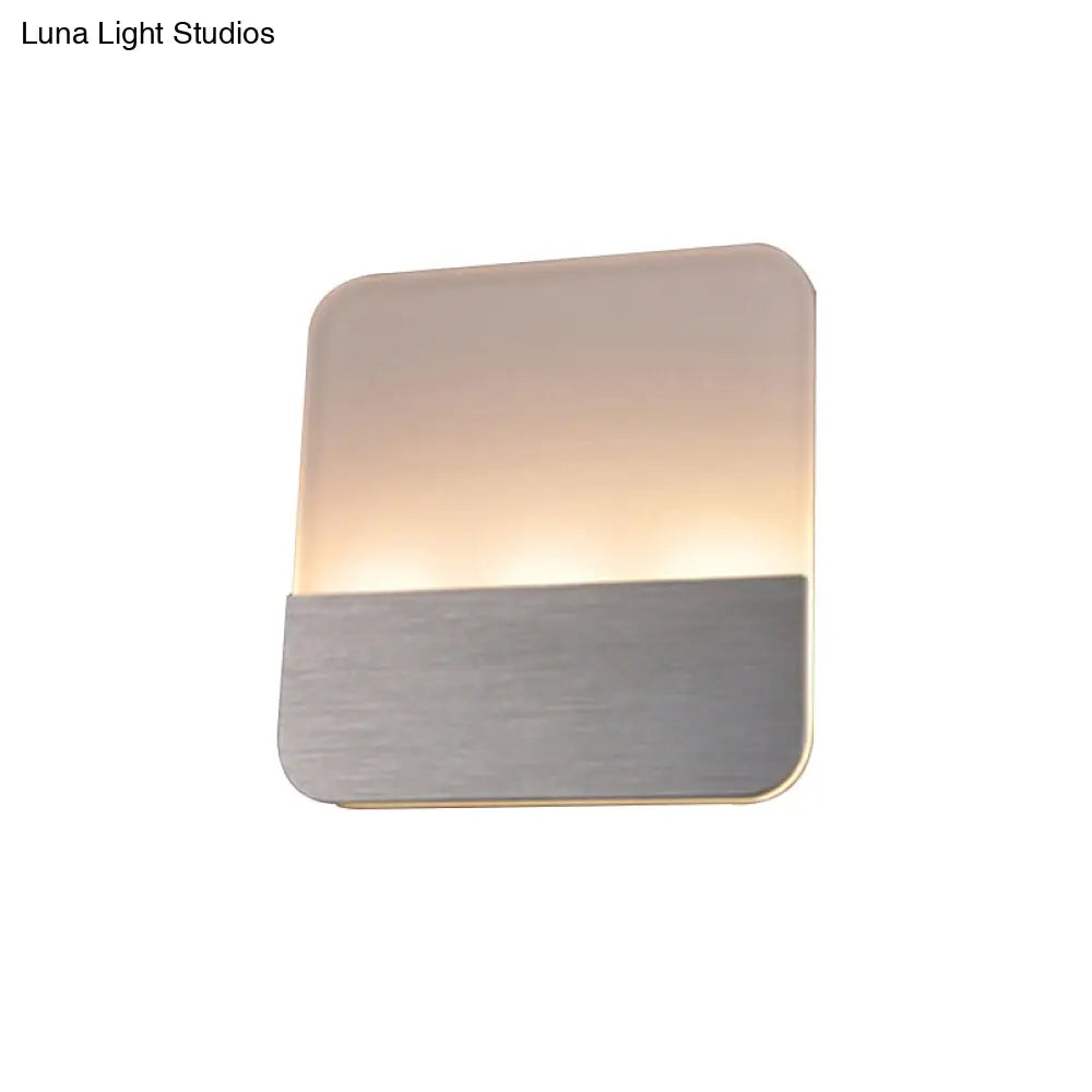 Modern Led Sconce Light: Sleek White Round/Square Design Single Acrylic Wall Lighting In Warm/White