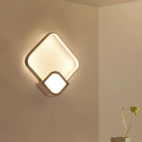 Modern Led Sconce - White Rhombus Wall Mount Lighting For Stairway