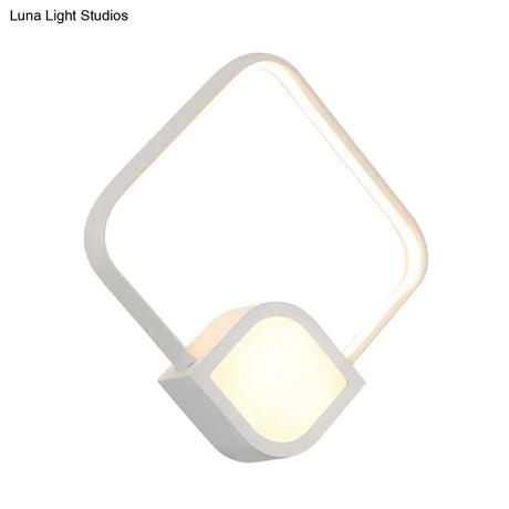 Modern Led Sconce - White Rhombus Wall Mount Lighting For Stairway