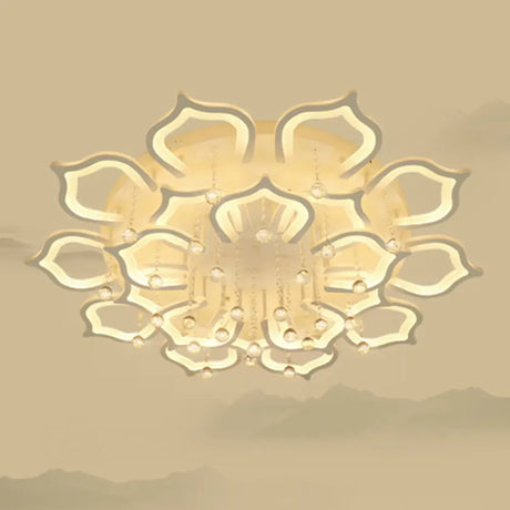 Modern Led Semi Flush Ceiling Light With Crystal Accents