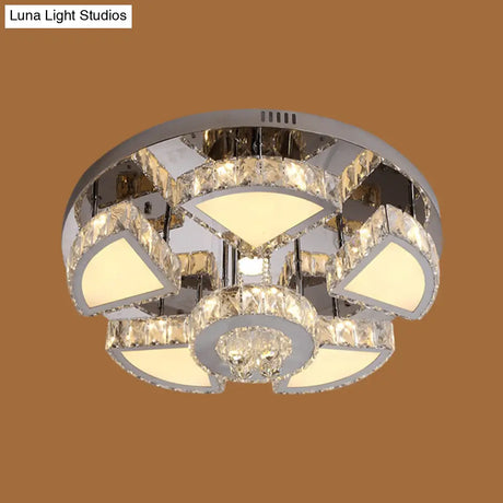 Modern Led Spotlight With Waterfall Crystal Shade For Bedroom Ceiling In Chrome 24’/31.5’ W