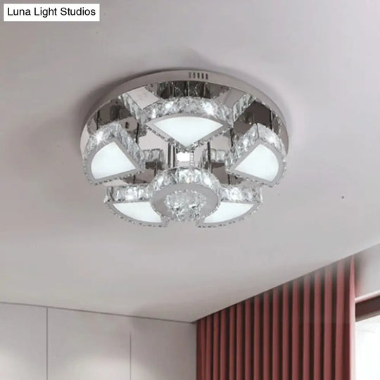 Modern Led Spotlight With Waterfall Crystal Shade For Bedroom Ceiling In Chrome 24/31.5 W / 24