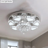 Modern Led Spotlight With Waterfall Crystal Shade For Bedroom Ceiling In Chrome 24’/31.5’ W
