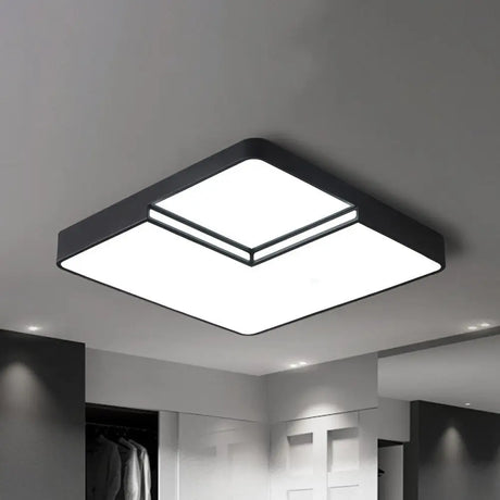 Modern Led Square Flush Mount Ceiling Light Fixture - White/Black White/Warm (16.5’/20.5’ W)