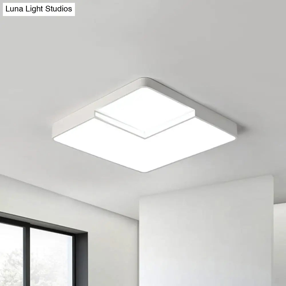 Modern Led Square Flush Mount Ceiling Light Fixture - White/Black White/Warm (16.5’/20.5’ W)