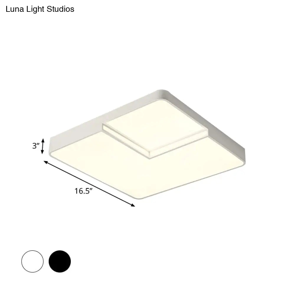 Modern Led Square Flush Mount Ceiling Light Fixture - White/Black White/Warm (16.5’/20.5’ W)