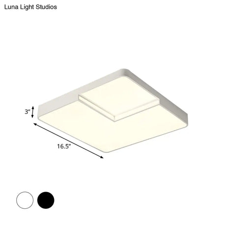 Modern Led Square Flush Mount Ceiling Light Fixture - White/Black White/Warm (16.5’/20.5’ W)