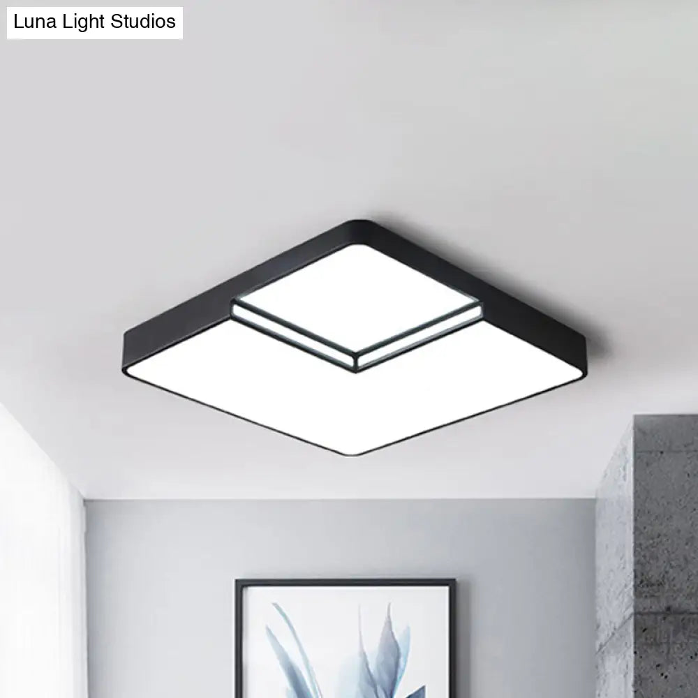 Modern Led Square Flush Mount Ceiling Light Fixture - White/Black White/Warm (16.5’/20.5’ W)