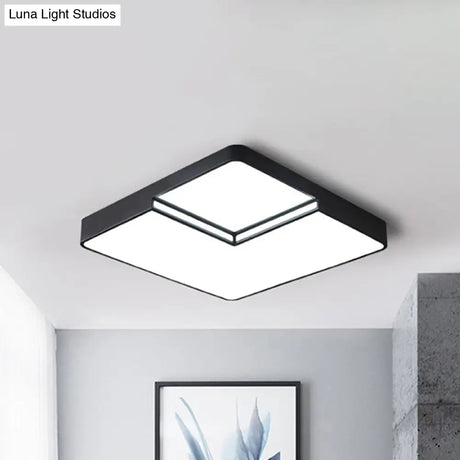 Modern Led Square Flush Mount Ceiling Light Fixture - White/Black White/Warm (16.5’/20.5’ W)