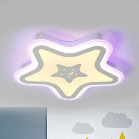 Modern Led Star Ceiling Light For Stairway Or Kindergarten - White Flush Mount With Acrylic Fixture