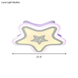 Modern Led Star Ceiling Light For Stairway Or Kindergarten - White Flush Mount With Acrylic Fixture