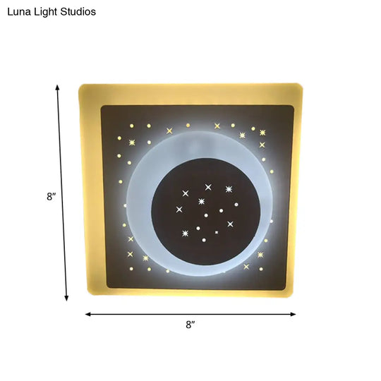 Modern Led Starry Flush Mount Wall Light In White: Triangle Rhombus & Star Design For The Bedroom