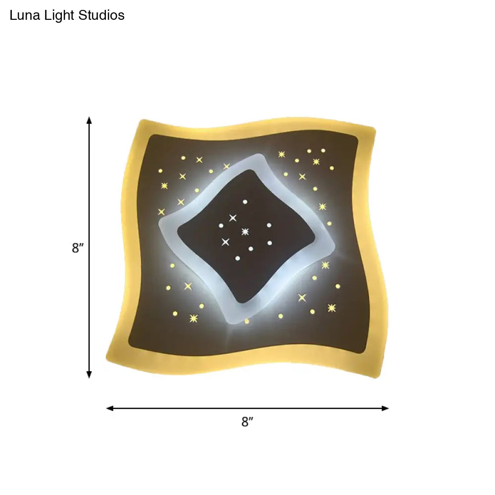 Modern Led Starry Flush Mount Wall Light In White: Triangle Rhombus & Star Design For The Bedroom