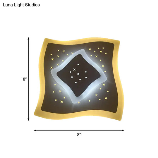 Modern Led Starry Flush Mount Wall Light In White: Triangle Rhombus & Star Design For The Bedroom