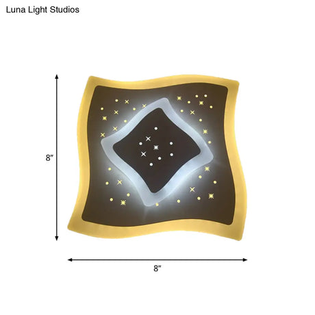 Modern Led Starry Flush Mount Wall Light In White: Triangle Rhombus & Star Design For The Bedroom