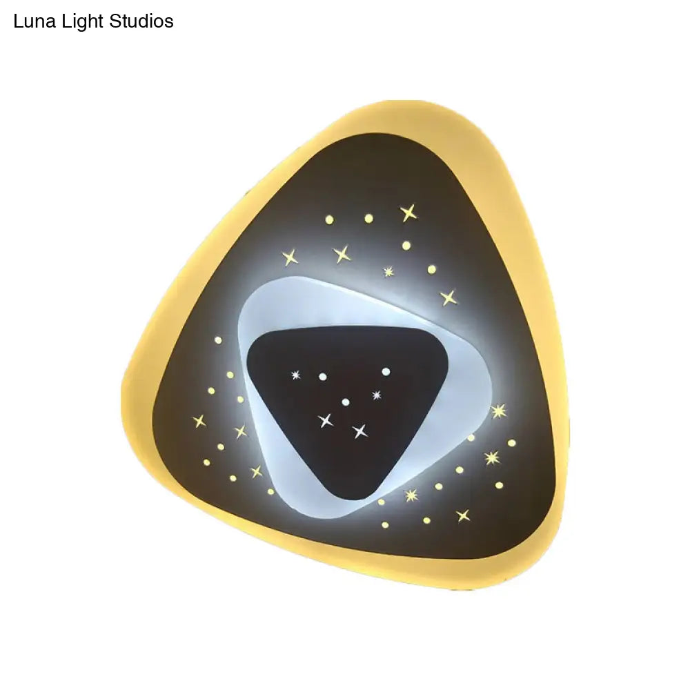 Modern Led Starry Flush Mount Wall Light In White: Triangle Rhombus & Star Design For The Bedroom