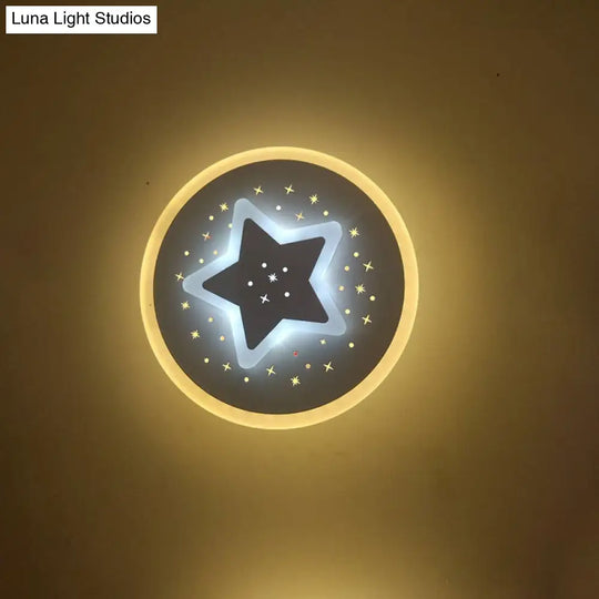 Modern Led Starry Flush Mount Wall Light In White: Triangle Rhombus & Star Design For The Bedroom