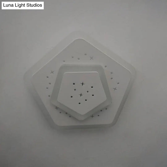 Modern Led Starry Flush Mount Wall Light In White: Triangle Rhombus & Star Design For The Bedroom