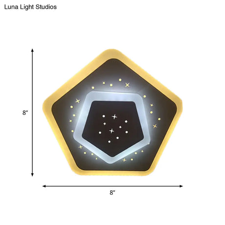 Modern Led Starry Flush Mount Wall Light In White: Triangle Rhombus & Star Design For The Bedroom
