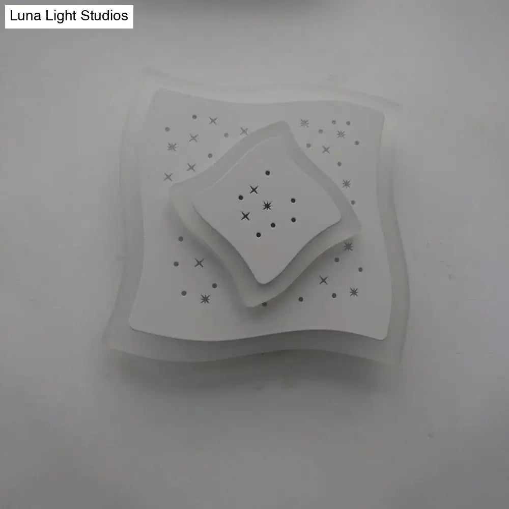 Modern Led Starry Flush Mount Wall Light In White: Triangle Rhombus & Star Design For The Bedroom