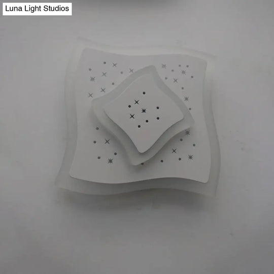 Modern Led Starry Flush Mount Wall Light In White: Triangle Rhombus & Star Design For The Bedroom