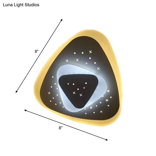 Modern Led Starry Flush Mount Wall Light In White: Triangle Rhombus & Star Design For The Bedroom