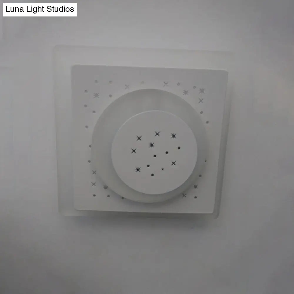 Modern Led Starry Flush Mount Wall Light In White: Triangle Rhombus & Star Design For The Bedroom