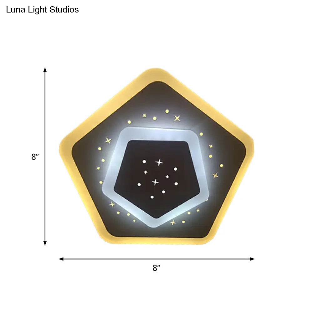 Modern Led Starry Flush Mount Wall Light In White: Triangle Rhombus & Star Design For The Bedroom