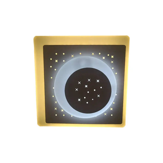 Modern Led Starry Flush Mount Wall Light In White: Triangle Rhombus & Star Design For The Bedroom