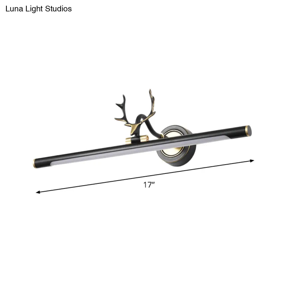Modern Led Toilet Vanity Light With Black Antler Wall Mount And Metal Shade