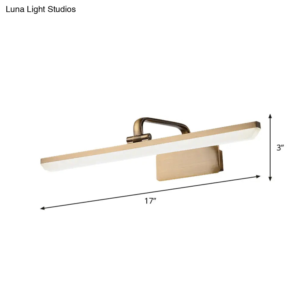 Modern Led Vanity Sconce Light With Brass Accents - Streamlined Wall Lighting
