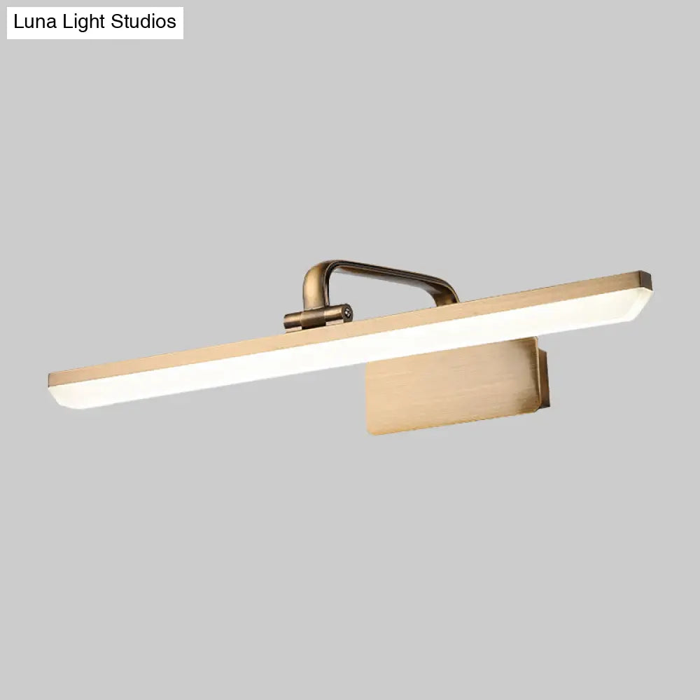 Modern Led Vanity Sconce Light With Brass Accents - Streamlined Wall Lighting