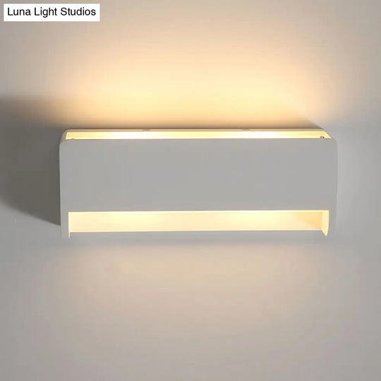 Modern Led Wall Sconce Lamp - White Finish Bedside Lighting With Rectangle Gypsum Shade