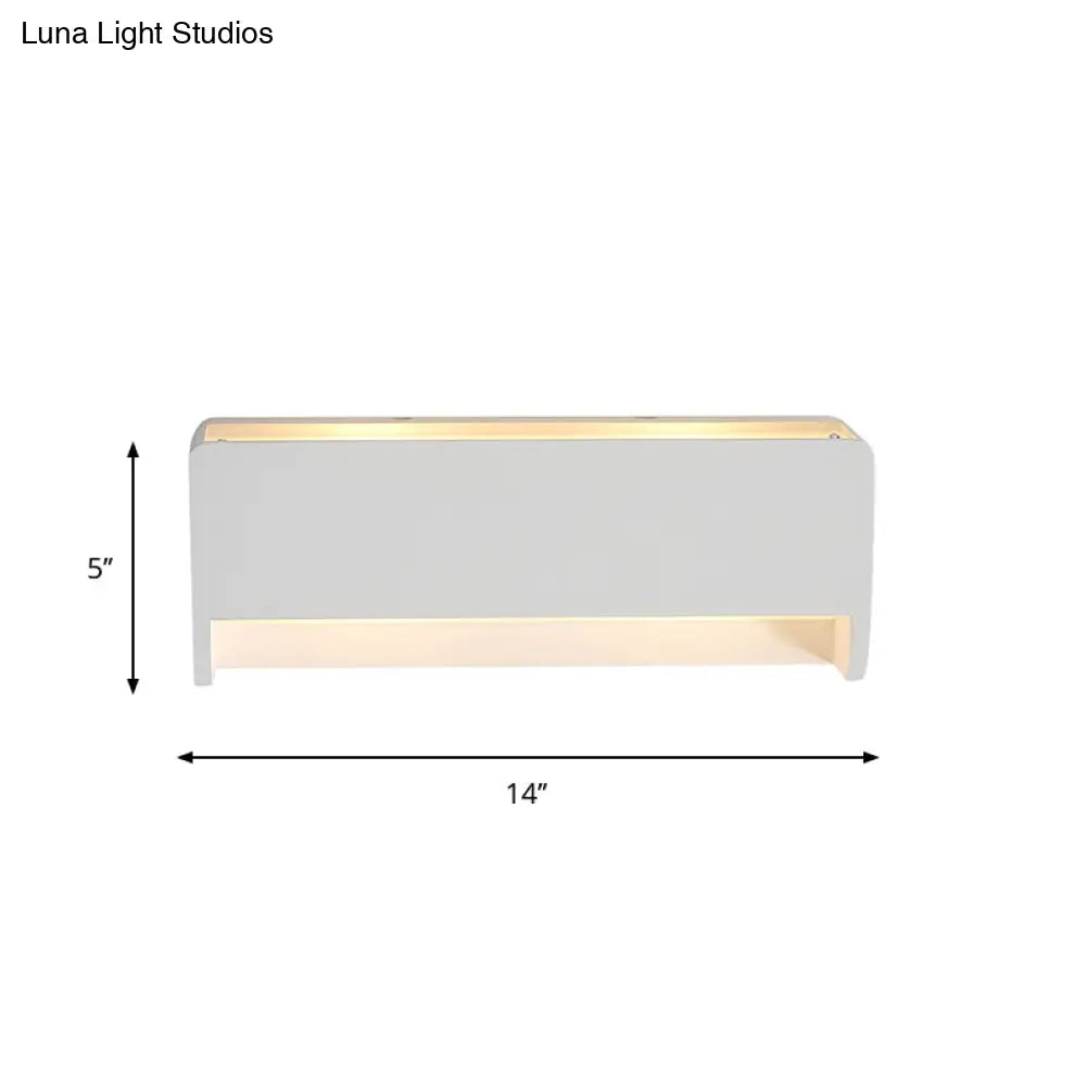 Modern Led Wall Sconce Lamp - White Finish Bedside Lighting With Rectangle Gypsum Shade