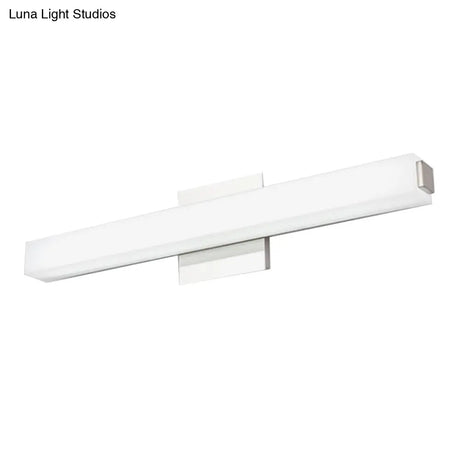 Modern Led Wall Sconce With Acrylic Shade Chrome Finish Rectangular Vanity Lighting In Warm/White
