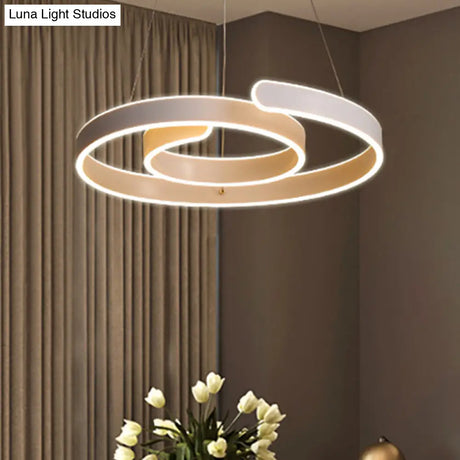 Modern Led White Chandelier Pendant: Twisting Acrylic Ceiling Light In Warm/White