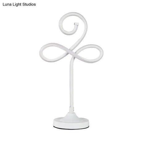 Modern Led White Nightstand Lamp For Living Room With Twist Acrylic Shade Warm/White Light