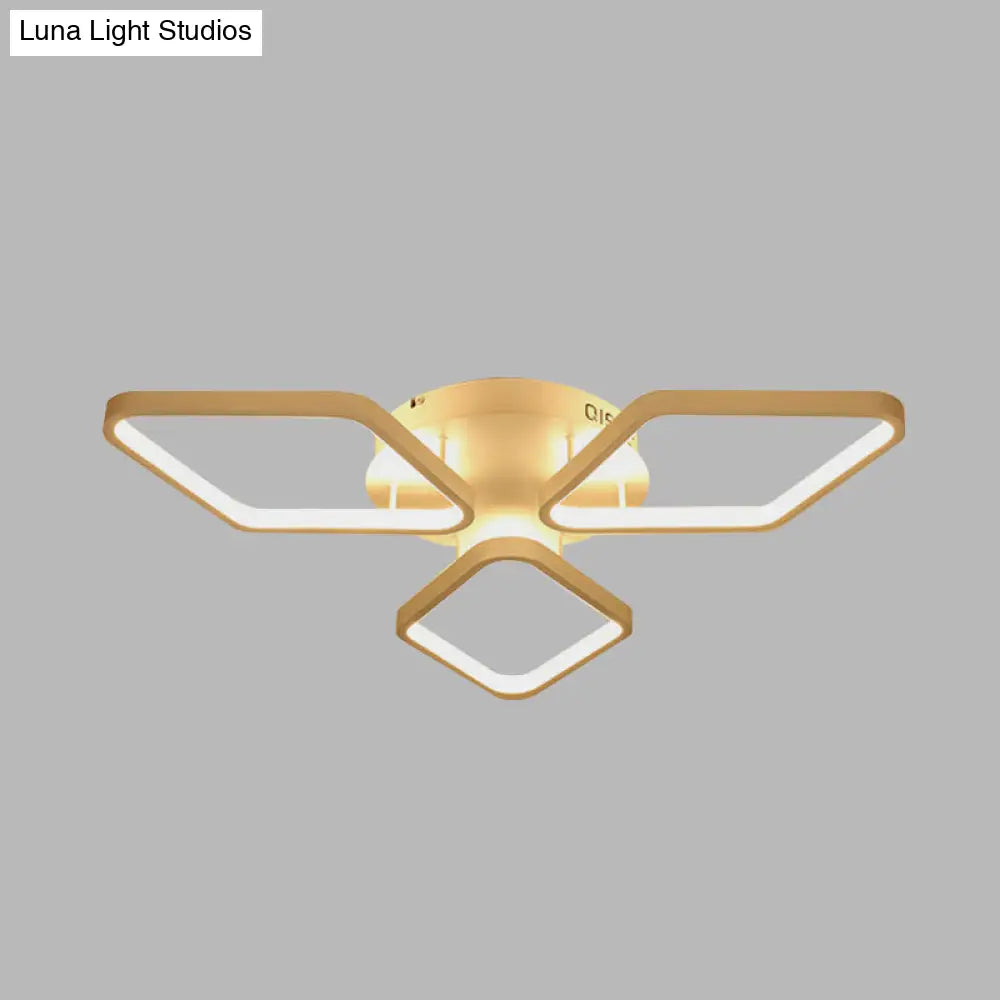Modern Led White Rhombus Ceiling Flush Mount Light In White/Warm 20/21 Wide
