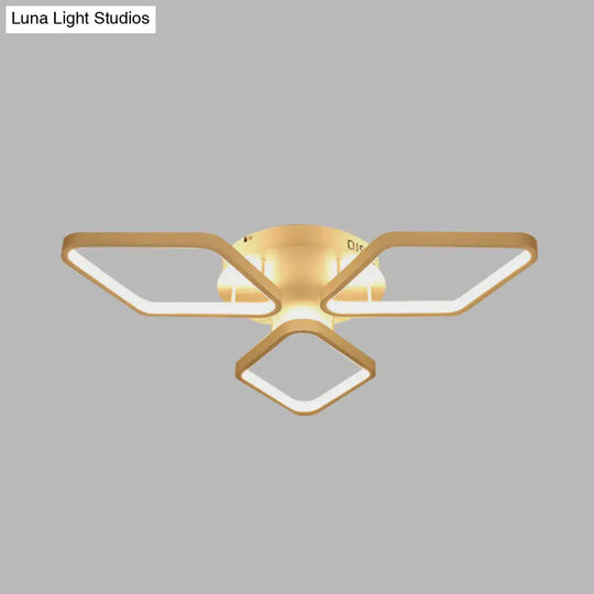 Modern Led White Rhombus Ceiling Flush Mount Light In White/Warm 20/21 Wide