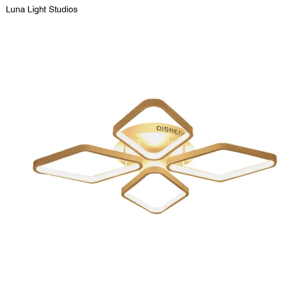 Modern Led White Rhombus Ceiling Flush Mount Light In White/Warm 20/21 Wide