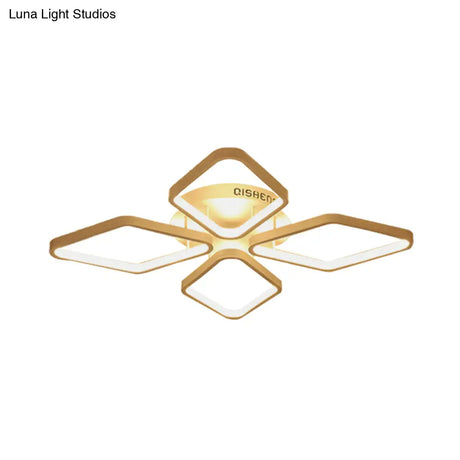 Modern Led White Rhombus Ceiling Flush Mount Light In White/Warm 20’/21’ Wide